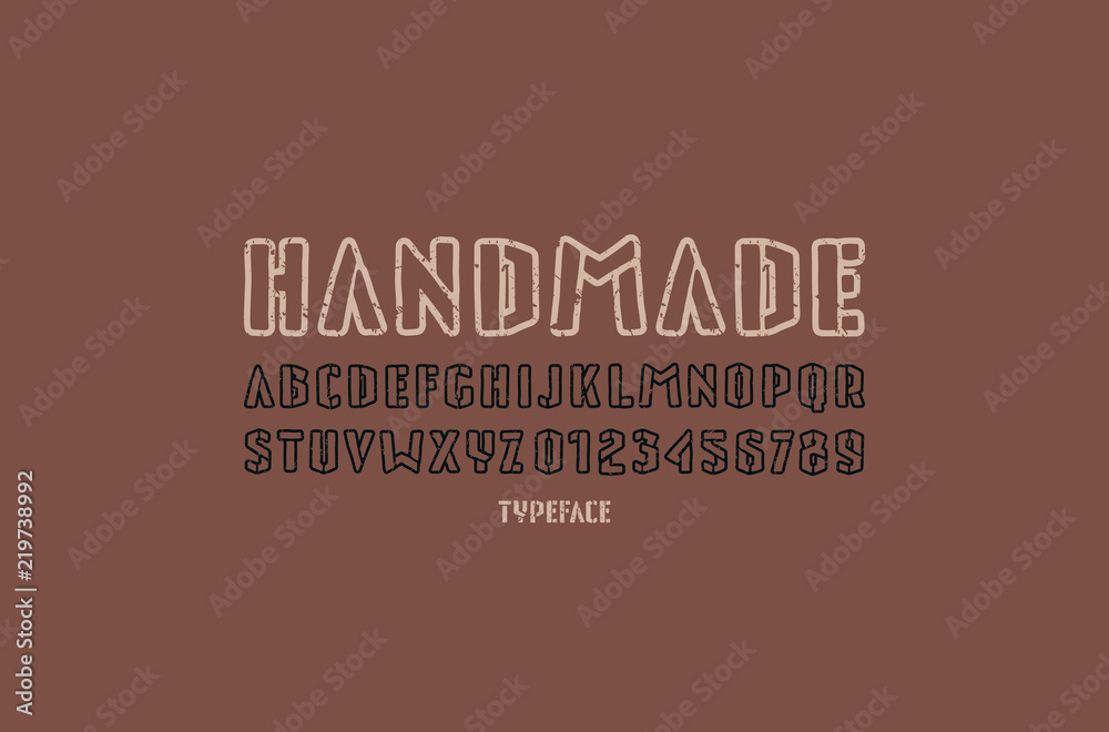 Fototapete hollow sans serif font in the style of handmade graphics
