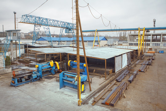 Warehouse of a industrial metal materials for construction