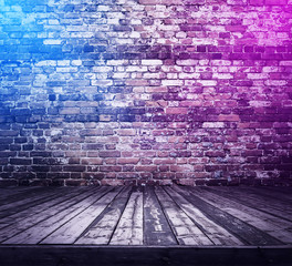 bricks room with neon lights