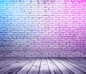 bricks room with neon lights