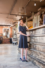 Beautiful girl with long hair at the reception in the beauty salon