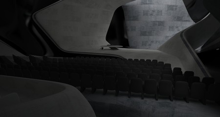 Fototapeta premium Conceptual abstract design of the interior of the concert hall and grand piano in a modern style. 3D illustration and rendering.