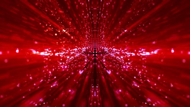 Red abstract tunnel from particles