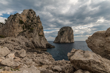 View of Capri island (Italy) with Faraglioni