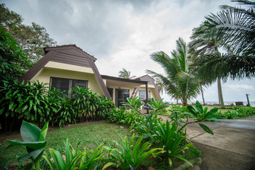 scenery of beach front bungalow at Baan Pae beach Rayong district Thailand