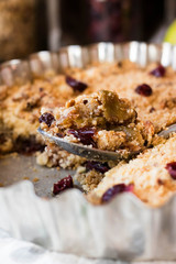 Apple crumble with dried cranberries