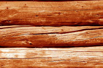 Fototapeta na wymiar Old wooden wall in orange color.