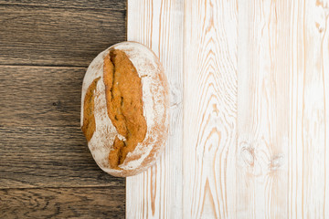 Freshly Baked Traditional Bread on Rustic Background