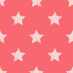 Seamless background with decorative stars.  Brushwork. Hand hatching. Stars in the sky. Scratches texture. Textile rapport.
