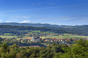 Fototapeta na wymiar View from Melk abbey hill, Austria