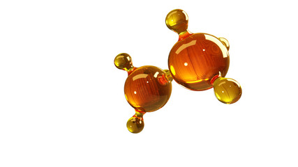 3d rendering illustration of glass molecule model. Molecule of oil. Concept of structure model motor oil or gas isolated on white