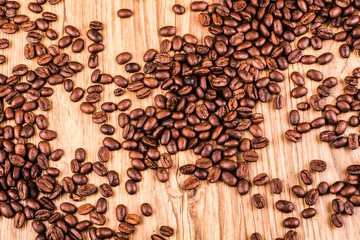coffee beans on wooden background