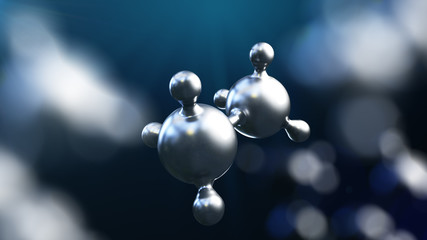 3D illustration of abstract silver metal molecule background