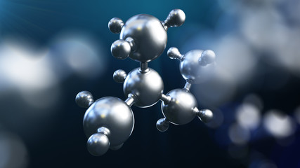 3D illustration of abstract silver metal molecule background