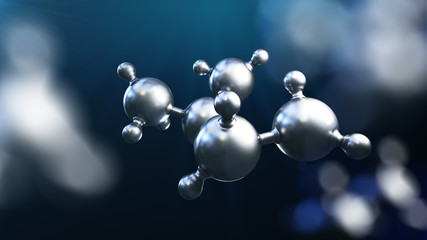 3D illustration of abstract silver metal molecule background