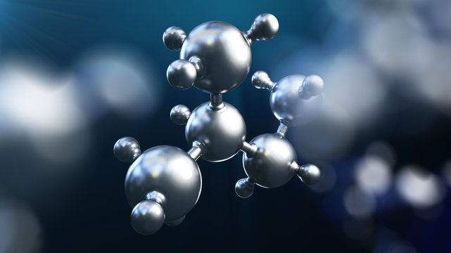 3D illustration of abstract silver metal molecule background