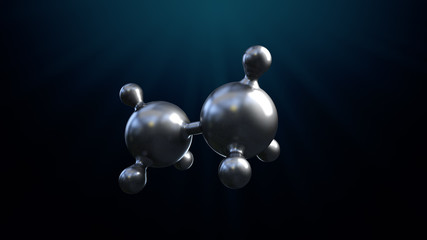 3D illustration of abstract silver metal molecule background