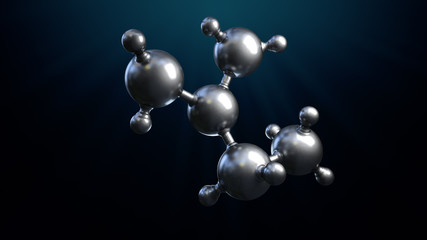 3D illustration of abstract silver metal molecule background