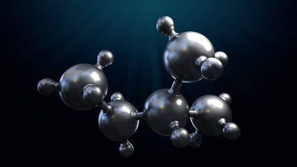 3D illustration of abstract silver metal molecule background