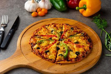 italian pizza with rustic background