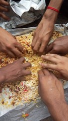 one meal many hands..color is just a word in front of FRIENDSHIP