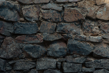 close-up view of dark grey stone wall texture
