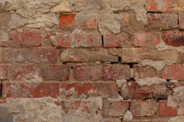 old cracked brown brick wall textured background