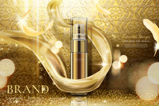 Luxury golden skincare spray