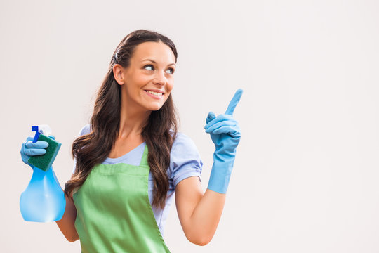 Portrait of housewife who is ready for housework.