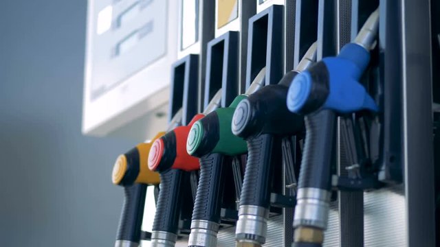 Petrol station equipment, close up. filling station, petrol station, fuel station, gasoline station, refueling station.