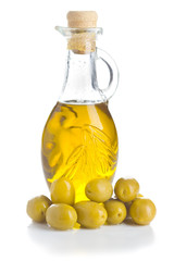 Green olives and olive oil.