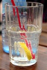 soda -water with lemon slice