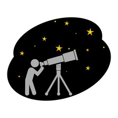 Star and telescope on white background
