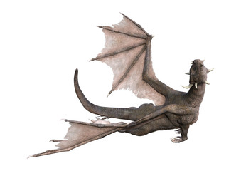 3D Rendering Fantasy Dragon on White