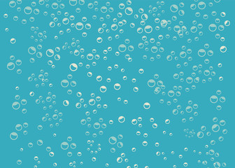 Bubbles in water on blue background. Bubble blue air background