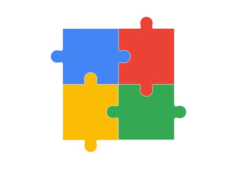 Color Puzzle set of five pieces. Puzzle vector