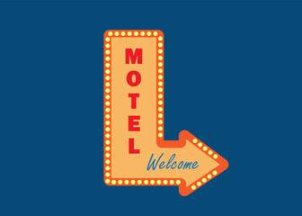 Motel vintage icon. Motel retro style. Motel concept in flat style.