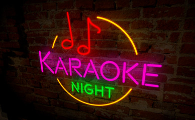 Karaoke night neon retro