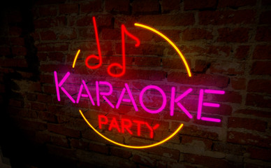 Fototapeta na wymiar Karaoke party neon retro