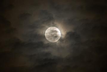 Dark cloud in the front of full moon