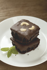 brownies topping with cashew nut