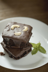 brownies topping with cashew nut