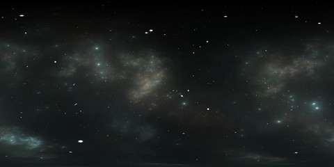 Obraz premium 360 degree space nebula panorama, equirectangular projection, environment map. HDRI spherical panorama. Space background with nebula and stars