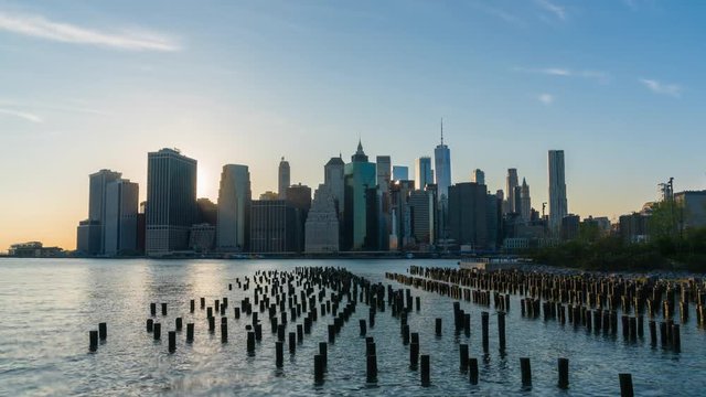 4k timelapse video of Manhattan skyline from day to night