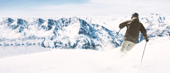 Winter time in Alps and free space for your text. 