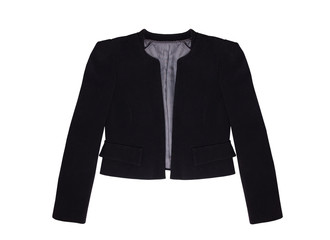 Black short jacket isolated on white background