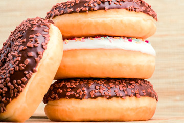 Donut. Sweet icing sugar food.