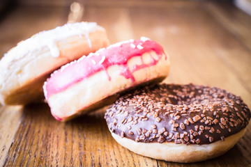 Donut. Sweet icing sugar food.