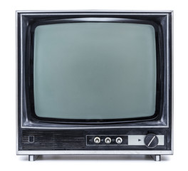 old tv on isolated white background