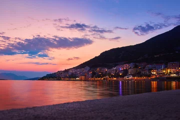 Poster Prachtige zonsondergang aan de kust van Neum, Bosnië en Herzegovina © nedim_b